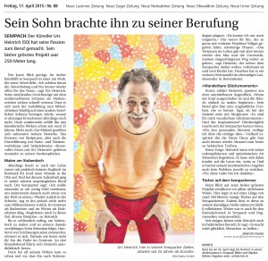 Porträt zu Urs Heinrich in der Neuen Luzerner Zeitung