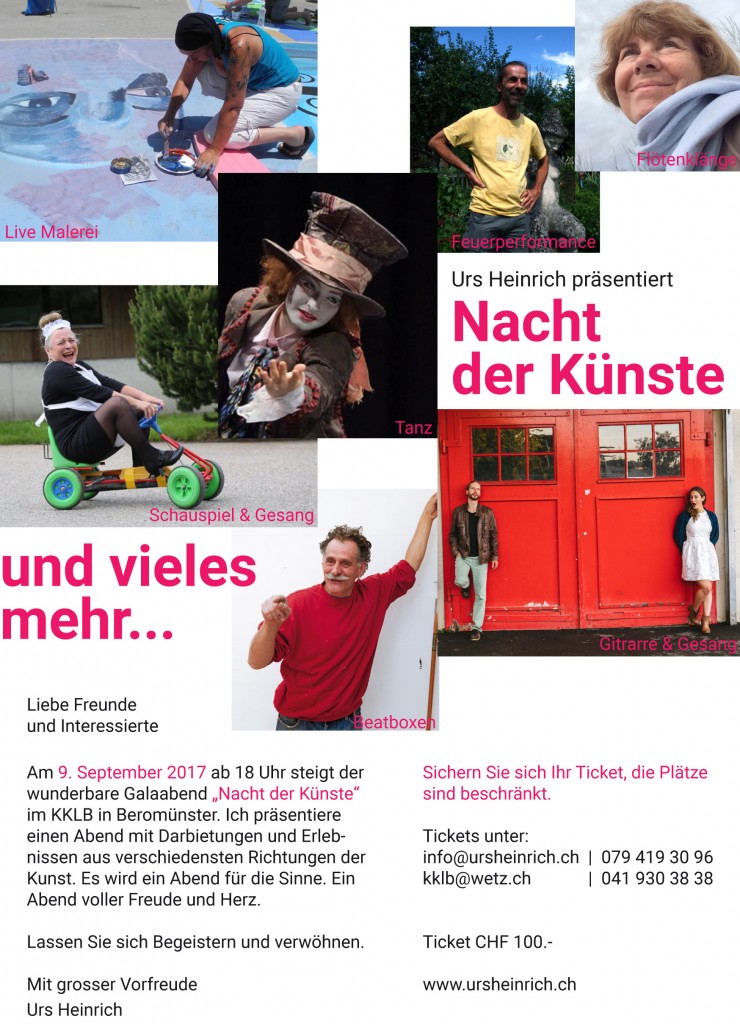 Einladung zur Nacht der Künste präsentiert von Urs Heinrich