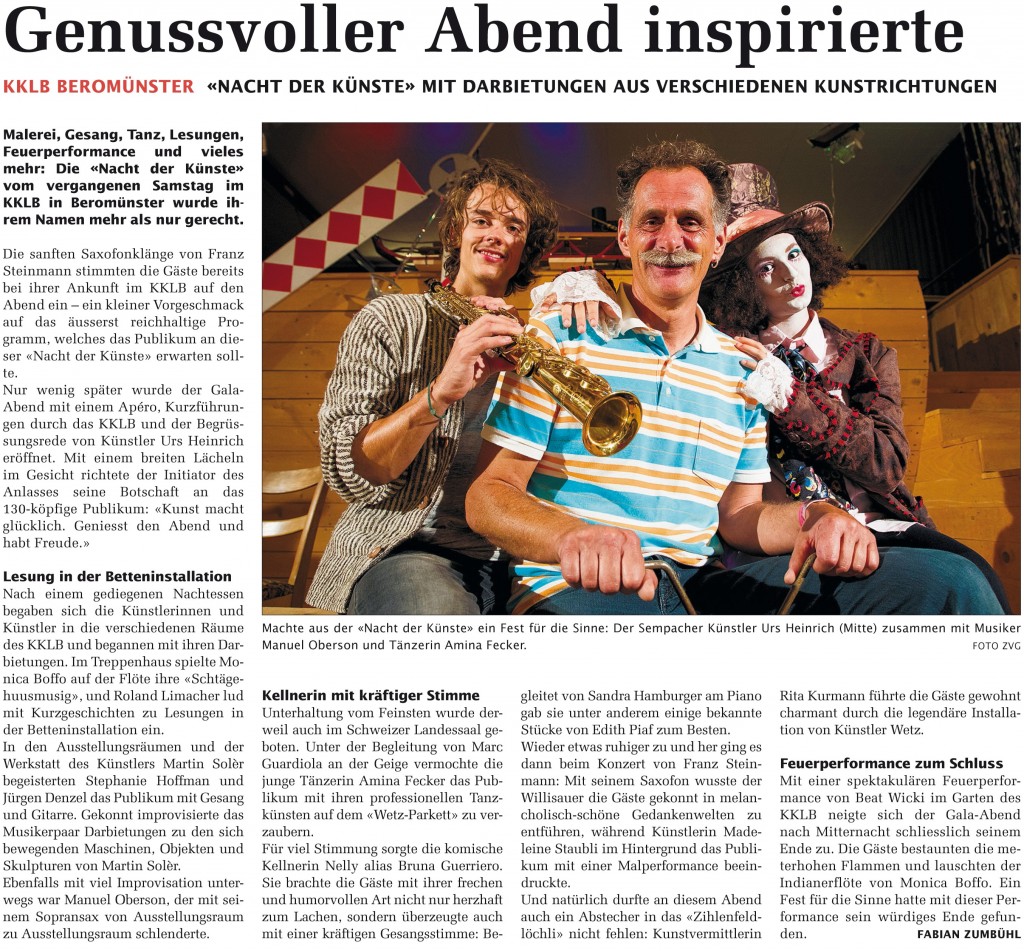 Bericht der Surseer Woche zur Nacht der Künste von Urs Heinrich